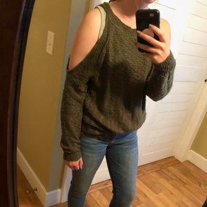 Green Cold Shoulder Sweater